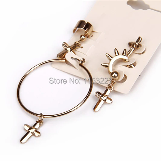 Серьги кольца в европейском стиле с крестом для мужчин|designer hoop earrings|hoop earringshoop