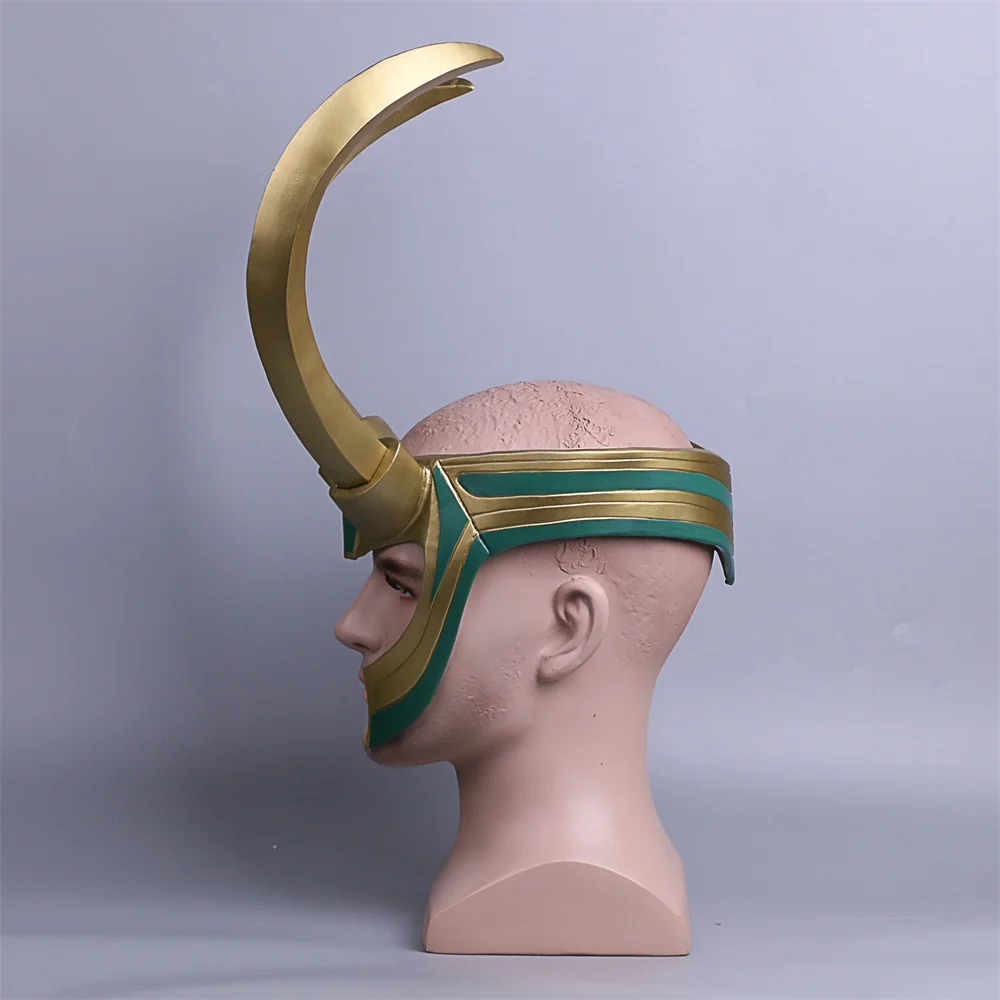2017 Movie Thor 3 Ragnarok Loki Laufeyson PVC Cosplay Mask Helmet Halloween Prop (5)