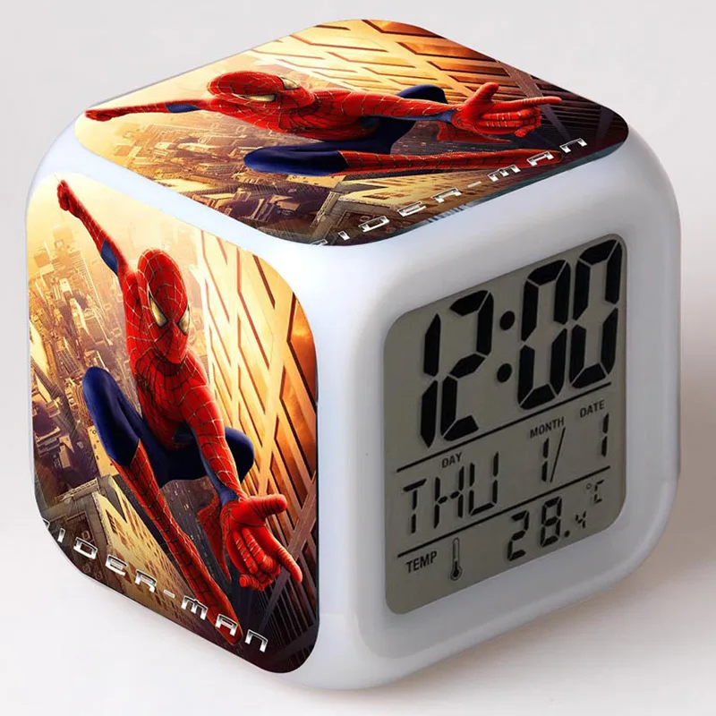 Suer Hero Figure SpiderMan LED Alarm Clock Flashing Colorful Touch Lights Movie Figurines Spider Man Kids Toys
Suer Hero Figure SpiderMan LED Alarm Clock Flashing Colorful Touch Lights Movie Figurines Spider Man Kids Toys