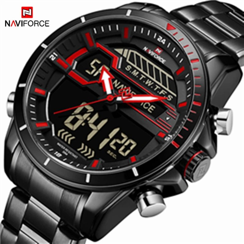 NAVIFORCE Mens Watches Top Brand Luxury Clock Male Quartz LED Digital Watch Men Full Steel Military Waterproof Sport Wrist Watch
NAVIFORCE Mens Watches Top Brand Luxury Clock Male Quartz LED Digital Watch Men Full Steel Military Waterproof Sport Wrist Watch