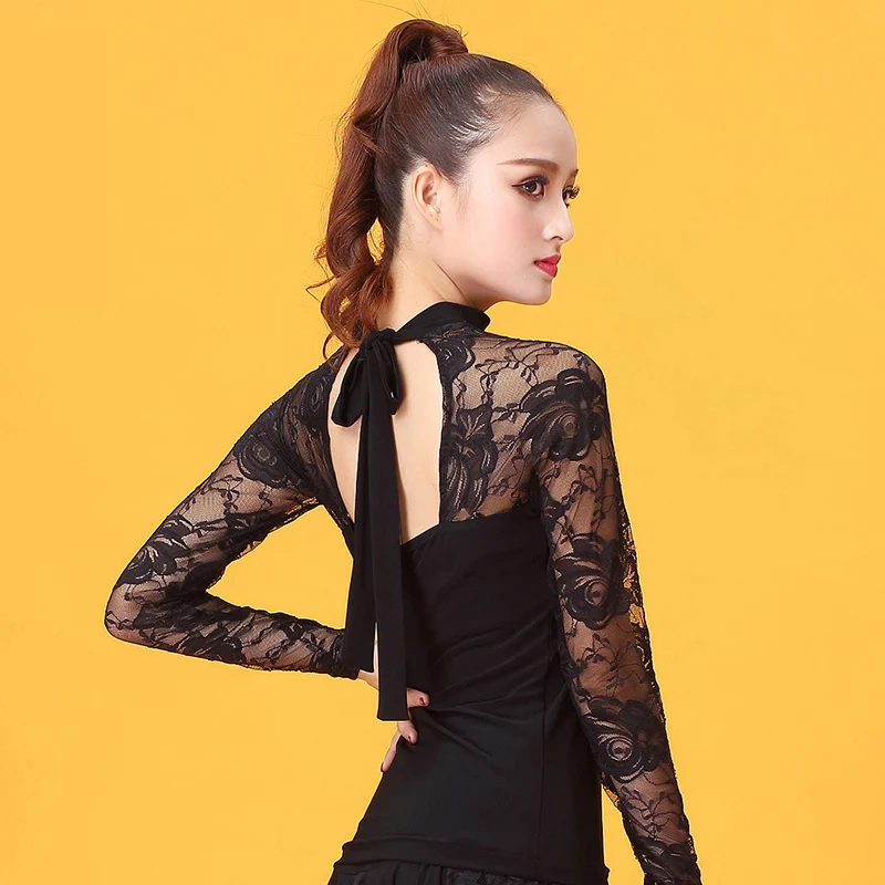 

Fashion Ballroom costume lace long-sleeve Sexy Latin dance top for women/female/lady dancers ,performance wear YE0206