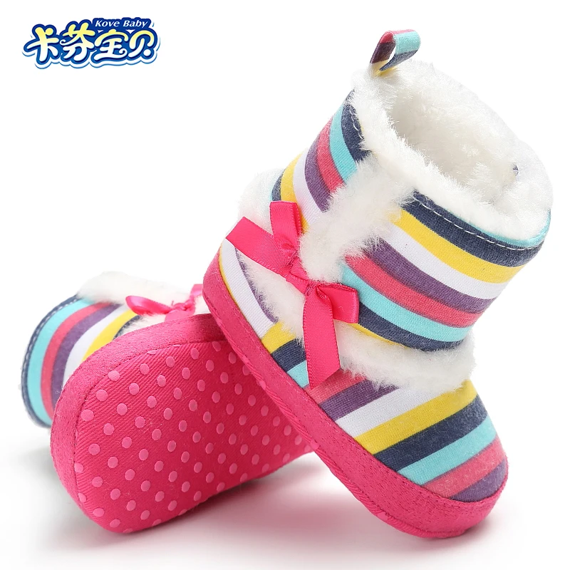 Baby Girls Boots Warm Plush Toddler Winter Shoes Soft Bottom Knitted Cotton Rainbow Striped Baby Booties
Baby Girls Boots Warm Plush Toddler Winter Shoes Soft Bottom Knitted Cotton Rainbow Striped Baby Booties