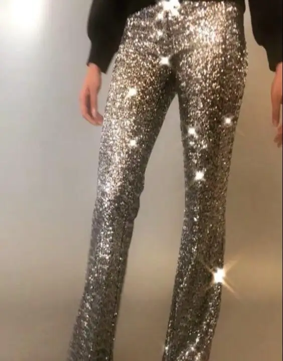 High Waist Sequin Silver Gold Black Sexy Bandage Elegant Flare Pant Bell Bottom Party Evening Streetwear Fashion Women Trousers
High Waist Sequin Silver Gold Black Sexy Bandage Elegant Flare Pant Bell Bottom Party Evening Streetwear Fashion Women Trousers