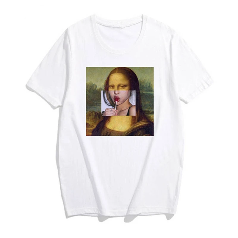 Mona Lisa cartoon fun fashion print T-shirt personality fashion Harajuku New summer casual tops
Mona Lisa cartoon fun fashion print T-shirt personality fashion Harajuku New summer casual tops