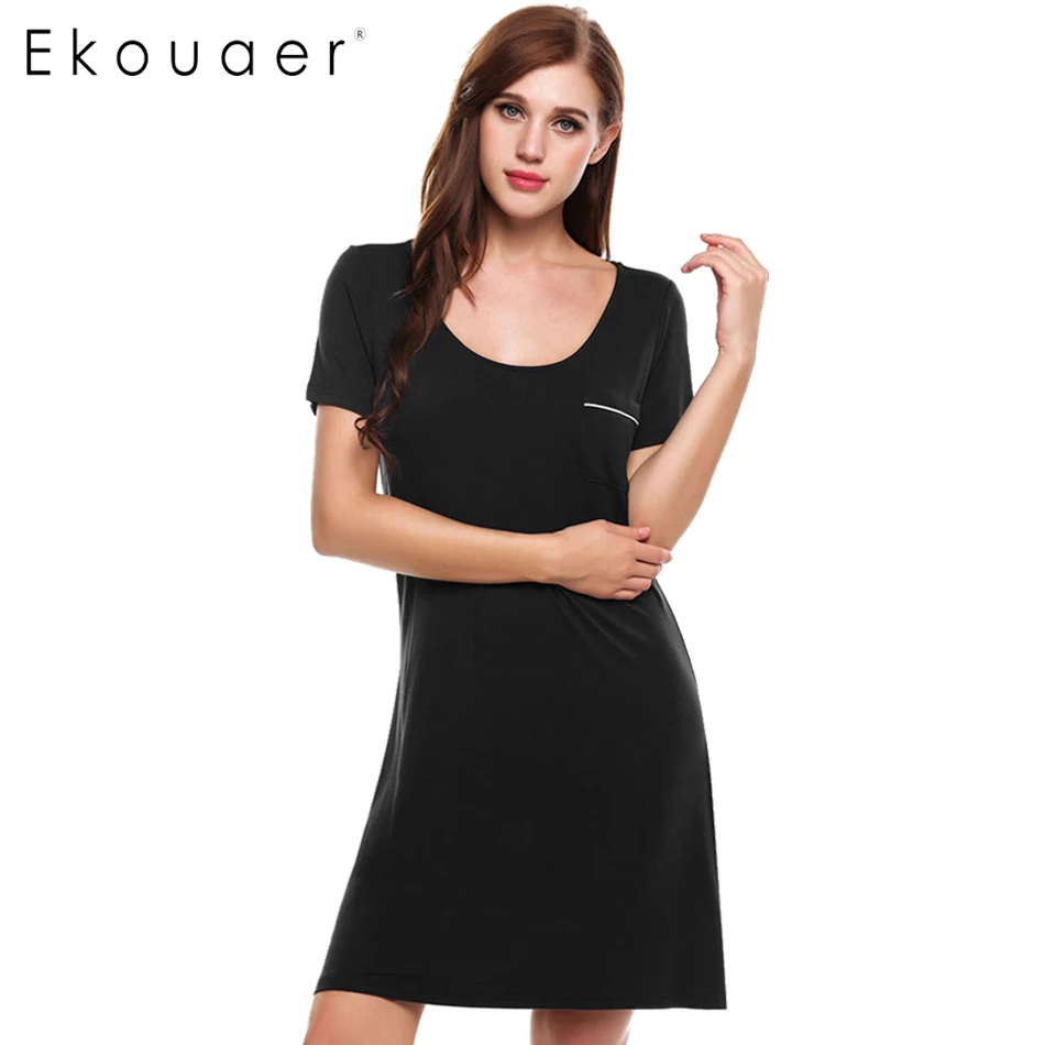 Ekouaer Women Sleepwear Short Sleeve Sleepdress Casual Pockets Nightgown Spring Summer O-Neck Homewear Soft dress S-XL
Ekouaer Women Sleepwear Short Sleeve Sleepdress Casual Pockets Nightgown Spring Summer O-Neck Homewear Soft dress S-XL