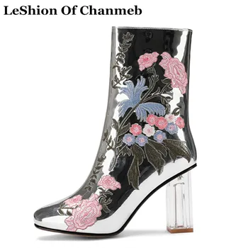 Ethnic Embroidery Flower Boots Women Silver Ankle Boots Larger Size 43 44 45 Clear Heels Winter Shoes Ladies Transparent Shoes
Ethnic Embroidery Flower Boots Women Silver Ankle Boots Larger Size 43 44 45 Clear Heels Winter Shoes Ladies Transparent Shoes