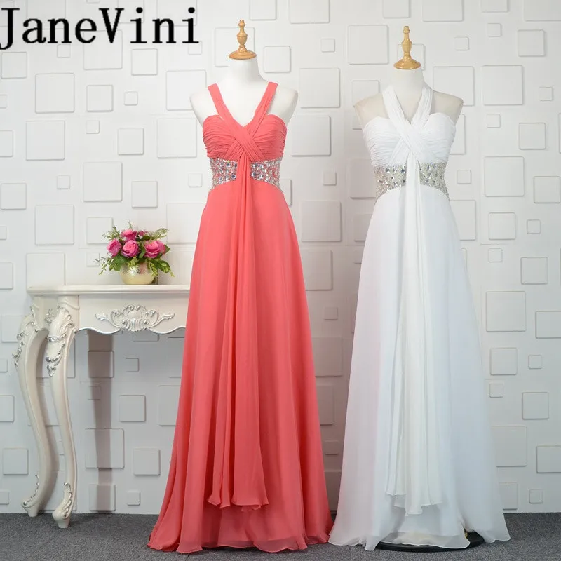 JaneVini 2018 Elegant White Chiffon Long Bridesmaid Dresses With Beading Crystal A-Line Floor Length Robe Demoiselle D'honneur
JaneVini 2018 Elegant White Chiffon Long Bridesmaid Dresses With Beading Crystal A-Line Floor Length Robe Demoiselle D'honneur
