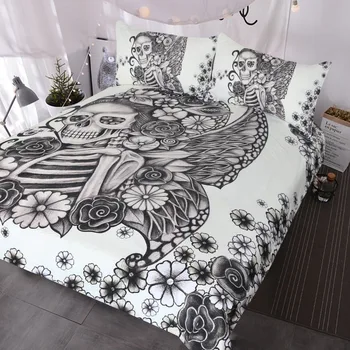 Gothic Skull Bed Set Retro Butterfly Rose Skull Comforter Cover 3 Piece Black and White Skeleton Bedspread Vintage Bedding Duvet
Gothic Skull Bed Set Retro Butterfly Rose Skull Comforter Cover 3 Piece Black and White Skeleton Bedspread Vintage Bedding Duvet