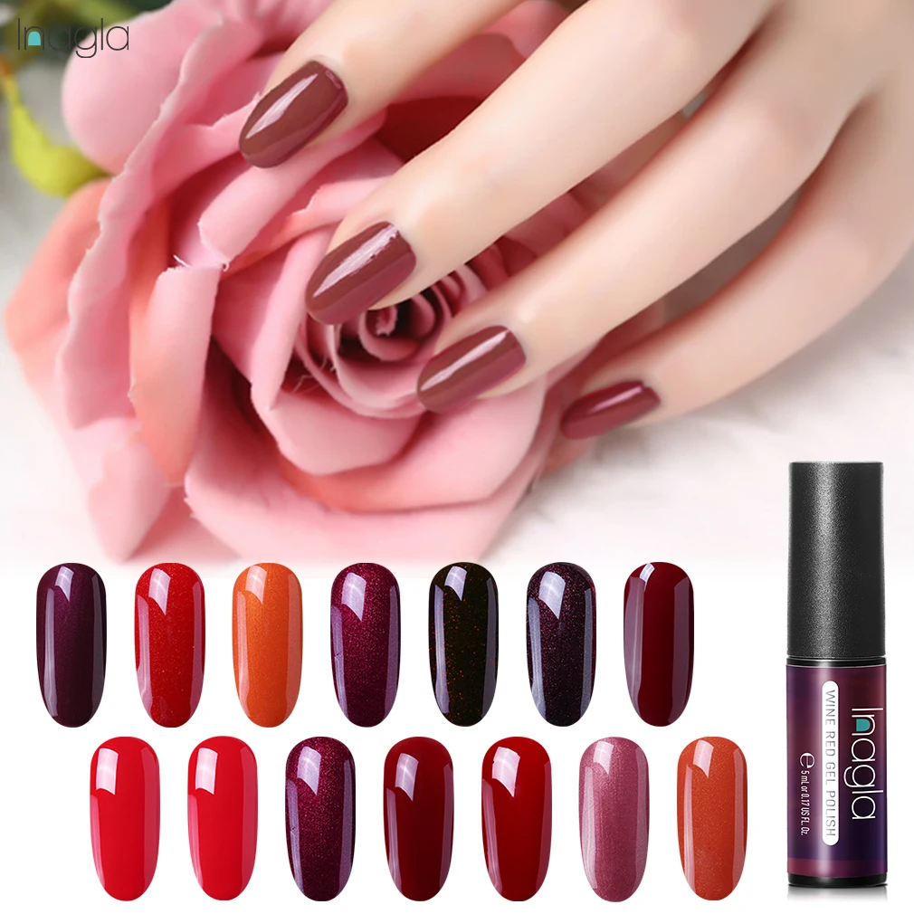 Inagla 5ml Wine Red & Nude Series Gel Nail Polish Soak Off LED UV Gel Stamping Polish Nail Art Gel Varnishes For Manicure
Inagla 5ml Wine Red & Nude Series Gel Nail Polish Soak Off LED UV Gel Stamping Polish Nail Art Gel Varnishes For Manicure