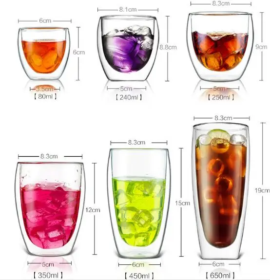 2pcs/lot 80ml,250ml,350ml,450ml 650ml Heat Resistant Glass Coffee Tea Cups Double Layer Exquisite Cup Glass Cup JN 1014
2pcs/lot 80ml,250ml,350ml,450ml 650ml Heat Resistant Glass Coffee Tea Cups Double Layer Exquisite Cup Glass Cup JN 1014