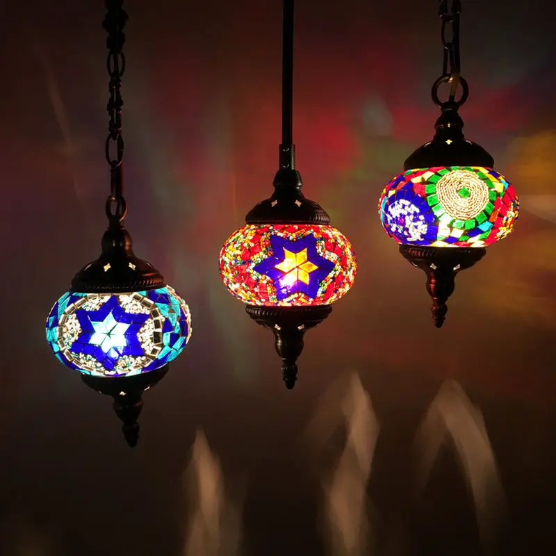 Colorful Pendant Lamp with Handmade Glass Lampshade Southeast Antique Turkish Hanging Lamp E14 Bulb for Bar Asile Living Room
Colorful Pendant Lamp with Handmade Glass Lampshade Southeast Antique Turkish Hanging Lamp E14 Bulb for Bar Asile Living Room