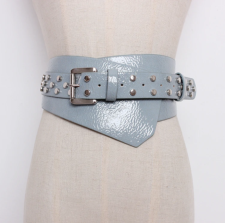 Women's runway fashion patent leather rivet punk Cummerbunds female Dress Corsets Waistband Belts decoration wide belt R1290
Women's runway fashion patent leather rivet punk Cummerbunds female Dress Corsets Waistband Belts decoration wide belt R1290