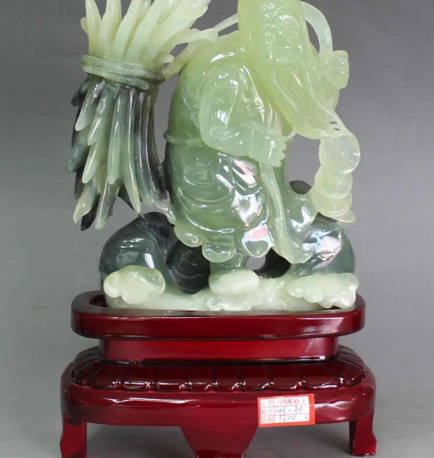 Chinese Natural Green Jade Carving Old Man Peasant Carrying Firewood Coin Statue
Chinese Natural Green Jade Carving Old Man Peasant Carrying Firewood Coin Statue