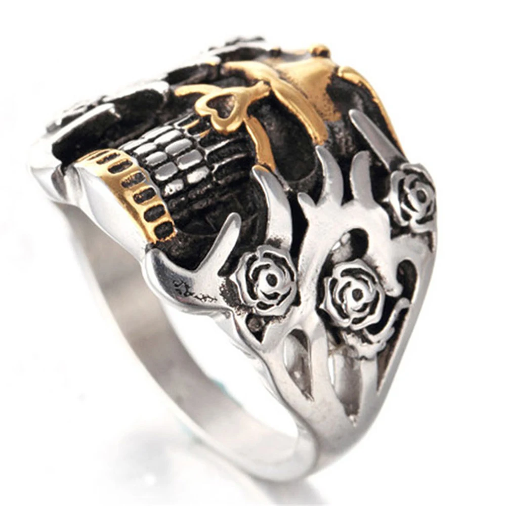 Shengmei Punk Style Men's Gothic Carved Gold Skull Ring For Men Stainless Steel Gold And Silver Bague Homme SP359
Shengmei Punk Style Men's Gothic Carved Gold Skull Ring For Men Stainless Steel Gold And Silver Bague Homme SP359