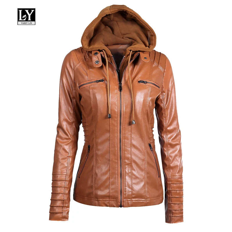 Ly Varey Lin 2019 New Women Hooded Faux Leather Jacket Slim Motorcycle Plus Size 5xl Lady Hat Detachable Jacket Outerwear 
Ly Varey Lin 2019 New Women Hooded Faux Leather Jacket Slim Motorcycle Plus Size 5xl Lady Hat Detachable Jacket Outerwear