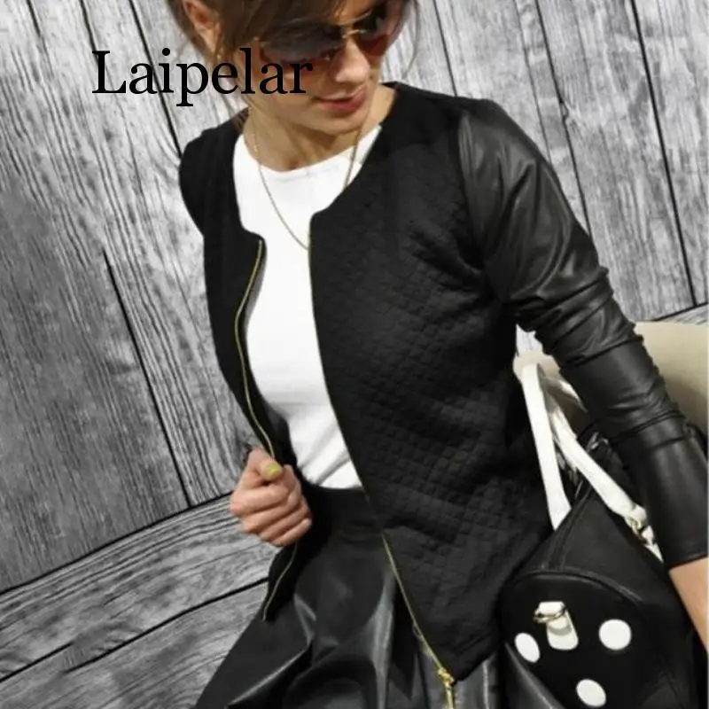 Cotton Leather Jackets Women Long Sleeve Autumn Winter Coat 2019 Black White Patchwork Slim Short Jackets With Zippers
Cotton Leather Jackets Women Long Sleeve Autumn Winter Coat 2019 Black White Patchwork Slim Short Jackets With Zippers