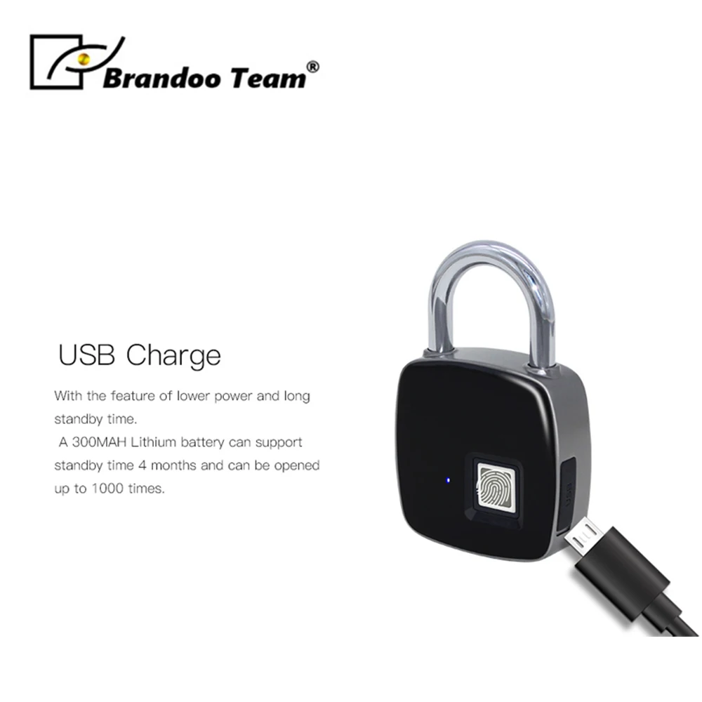 P3+ Newest high quality portable Bluetooth smart Fingerprint padlock Anti-Theft iOS Android APP electronic lock from Brandoo
P3+ Newest high quality portable Bluetooth smart Fingerprint padlock Anti-Theft iOS Android APP electronic lock from Brandoo