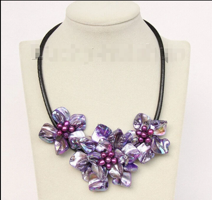 baroque handcraft bloom purple seashell pearls choker leather necklace j9823
baroque handcraft bloom purple seashell pearls choker leather necklace j9823