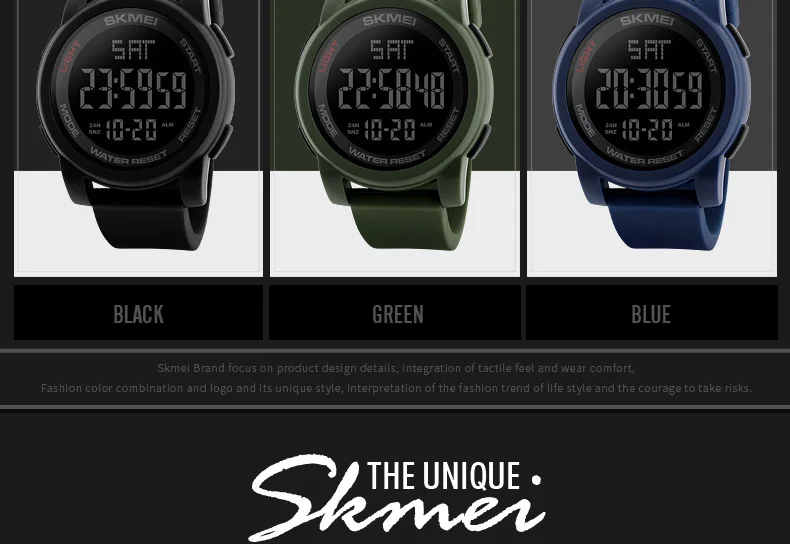 SKMEI 1257 Sport Watch Men Alarm Clock 5Bar Waterproof Multifunction Digital Watch