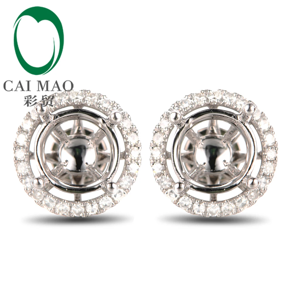 

Anniverary 14K White Gold Natural 0.28ct Diamond Engagement Earrings Jewelry Semi Mount 6.5mm Round Cut Setting