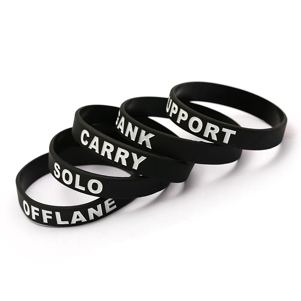 HSIC 5pcs/set DOTA 2 Silicone Rubber Bracelets Dota2 Bracelet Carry SOLO GANK SUPPORT CARRY OFFLANE Brasle Men Jewelry HC13023
HSIC 5pcs/set DOTA 2 Silicone Rubber Bracelets Dota2 Bracelet Carry SOLO GANK SUPPORT CARRY OFFLANE Brasle Men Jewelry HC13023