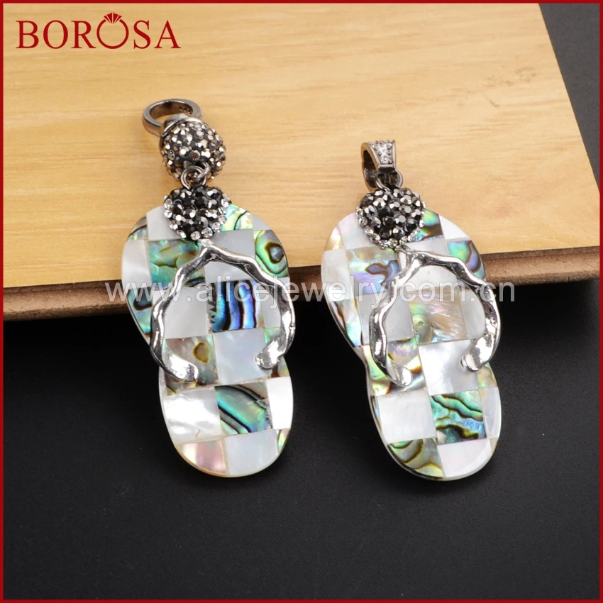 BOROSA calceiform Pendants Rhinestone Pave Diamon Rhombus Abolone Shell White Shell Funny Lovely Slipper Pendant JAB530
BOROSA calceiform Pendants Rhinestone Pave Diamon Rhombus Abolone Shell White Shell Funny Lovely Slipper Pendant JAB530