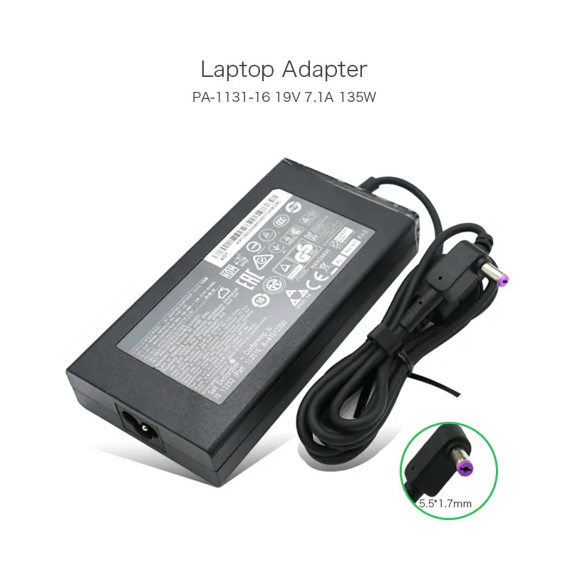 Original 135W 19V 7.1A 5.5*1.7mm purple tip AC Adapter Charger for Acer Aspire V17 Nitro VN7-792G-59CL PA-1131-16 Laptop
Original 135W 19V 7.1A 5.5*1.7mm purple tip AC Adapter Charger for Acer Aspire V17 Nitro VN7-792G-59CL PA-1131-16 Laptop