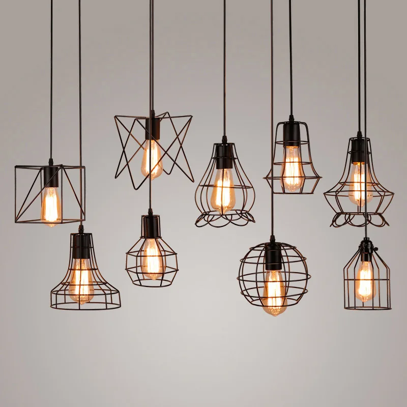 Vintage Black Metal Pendant Light Industrial Hanging Loft Pendant Lamp Retro Suspension Indoor Pendant Lights Bar Restaurant Dining Room (3)