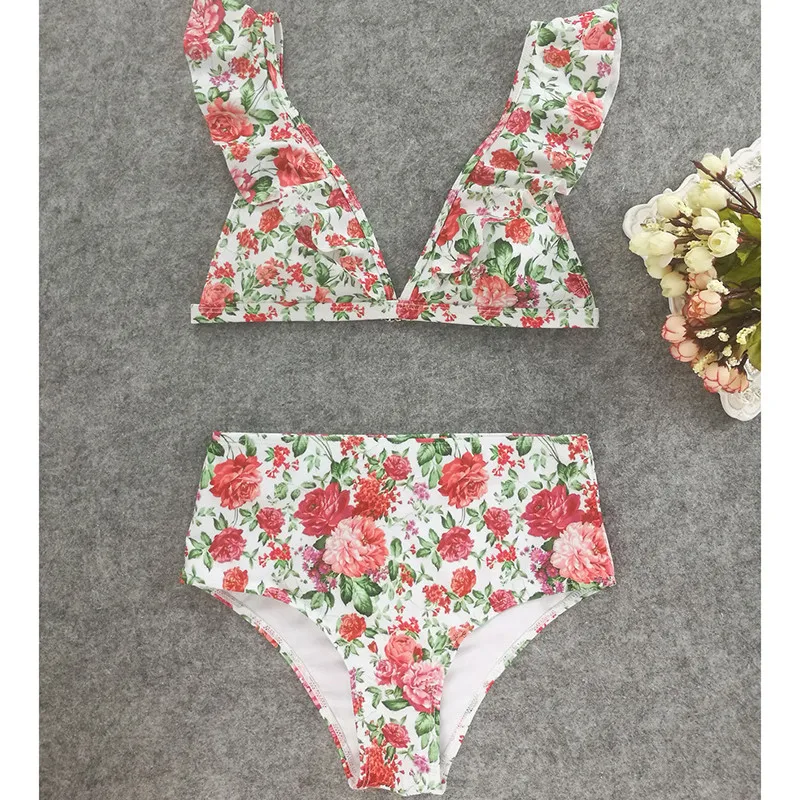 Sexy Floral Print Fancy Brazilian Summer Holiday Swimsuit Bikini Set