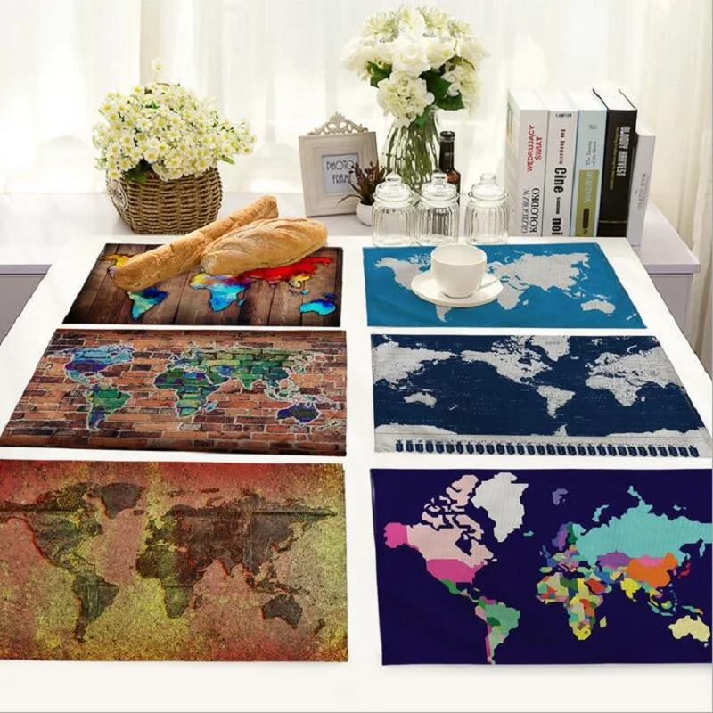 Vintage world map placemat Fabric coaster Table decoration mat Kitchen Posavasos Manteles individuales Onderzetters H212
Vintage world map placemat Fabric coaster Table decoration mat Kitchen Posavasos Manteles individuales Onderzetters H212