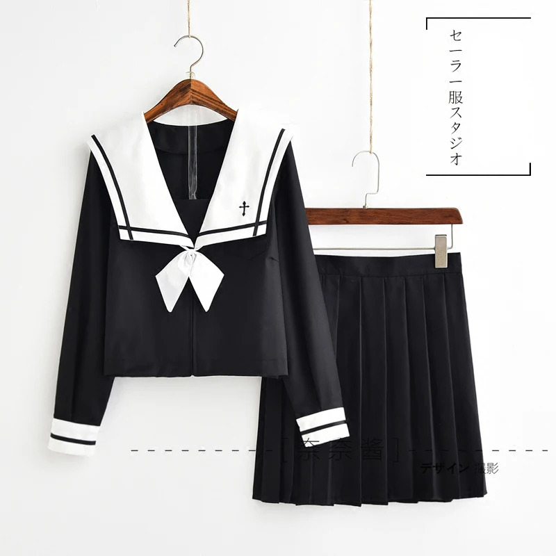 Japanese School JK Uniforms Sailor Collar Suit Lolita Girl Cross Embroidery Blouse Pleated Skirt Suit Women Seifuku Dress Black
Japanese School JK Uniforms Sailor Collar Suit Lolita Girl Cross Embroidery Blouse Pleated Skirt Suit Women Seifuku Dress Black