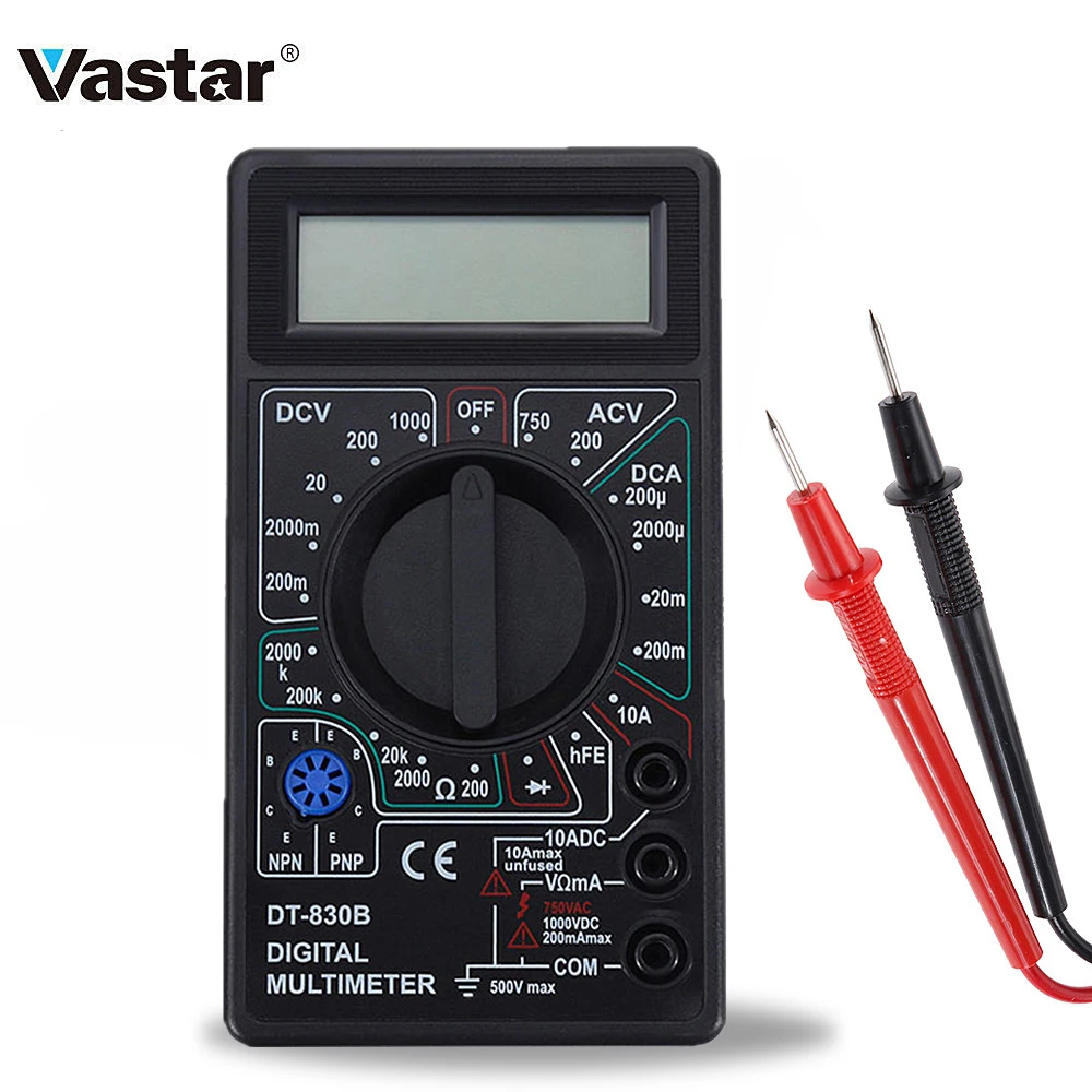Vastar DT-830B LCD Digital Multimeter AC/DC 750/1000V For Volt Amp Ohm Tester Meter Voltmeter Ammeter Overload Protection Probe
Vastar DT-830B LCD Digital Multimeter AC/DC 750/1000V For Volt Amp Ohm Tester Meter Voltmeter Ammeter Overload Protection Probe