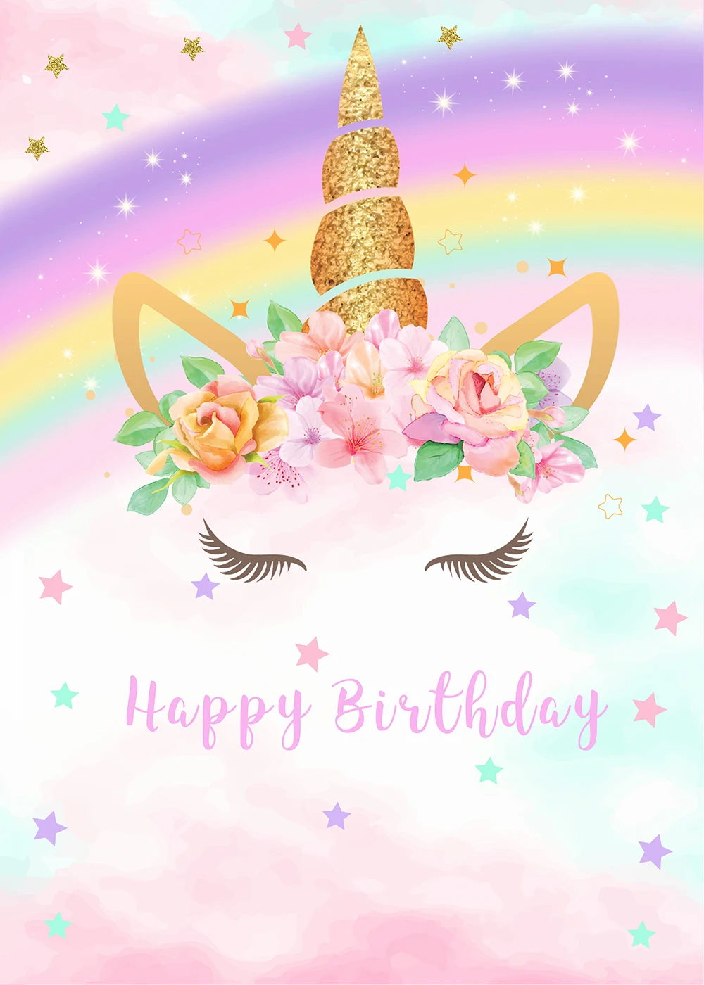 Huayi Custom Unicorn Birthday Party Backdrop Dessert Table Banner