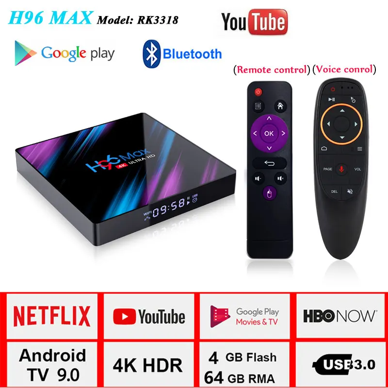 set top tv box h96 max RK3318 Android 9.0 4GB 64GB 4K HDR USB3.0 1080P HD2.0 support iptv Google Play Youtube android tv box x96
set top tv box h96 max RK3318 Android 9.0 4GB 64GB 4K HDR USB3.0 1080P HD2.0 support iptv Google Play Youtube android tv box x96