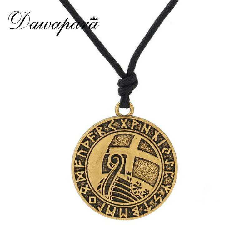 Dawapara Viking Runes Jewelry Supernatural Amulet Antique Necklace Men Round Pendant | Украшения и аксессуары