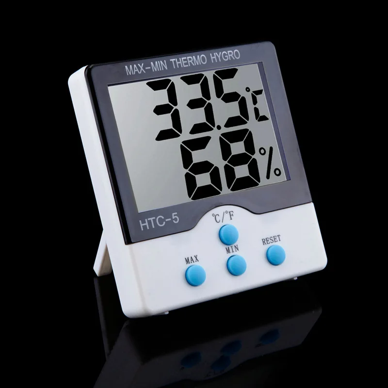 HTC-5 Indoor Temperature Humidity Meter Fahrenheit Celsius Digital Display Thermometer Electronic Hygrometer Large Screen
HTC-5 Indoor Temperature Humidity Meter Fahrenheit Celsius Digital Display Thermometer Electronic Hygrometer Large Screen