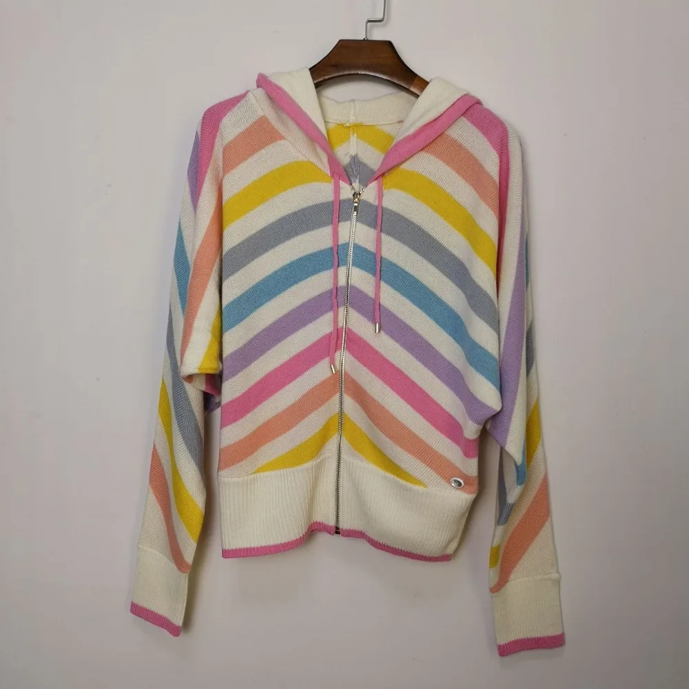 KENVY Brand Fashion Women's High-end Luxury Rainbow Cashmere hooded knitted Sweater Cardigan Coat
KENVY Brand Fashion Women's High-end Luxury Rainbow Cashmere hooded knitted Sweater Cardigan Coat