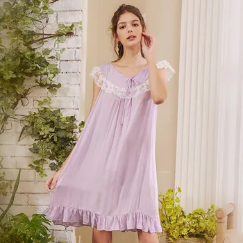 Roseheart Women Cotton Homewear Purple Sexy Sleepwear Nightdress Lace Bow Nightwear Luxury Nightgown Female Gown
Roseheart Women Cotton Homewear Purple Sexy Sleepwear Nightdress Lace Bow Nightwear Luxury Nightgown Female Gown