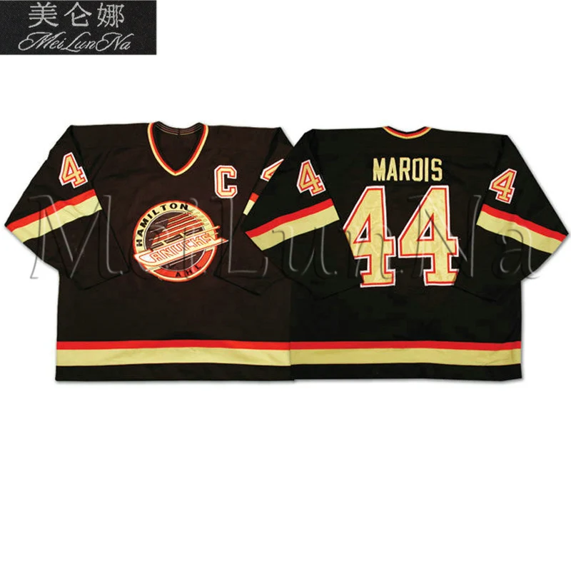 

MeiLunNa Customize Hamilton Hockey Canucks Jerseys 44 Marois White Black Home Road Sewn On Any Name NO. Size A