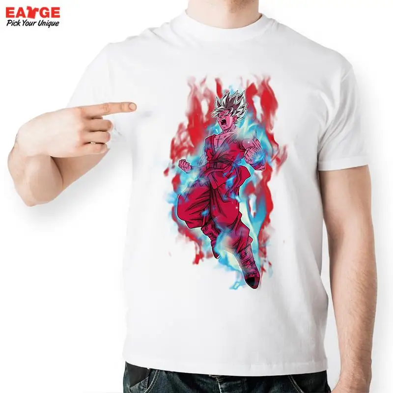 Фото Супер Saiyan бог синий с десять раз kaiohken футболка Дизайн Стиль Прохладный моды