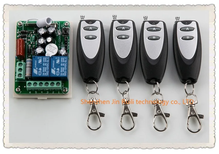 

JRKEJEE Learning code AC220V 2 CH RF Wireless Remote Control Switch 4 transmitter & 1 receiver 315mhz /433mhz