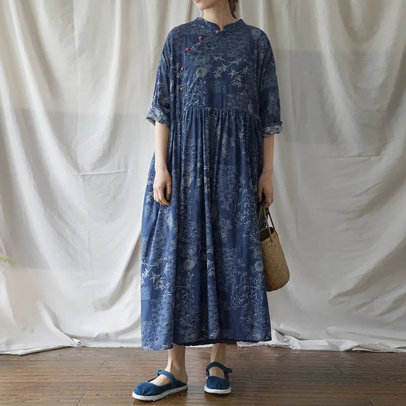 Johnature Vintage Women Dress Loose Print Half Sleeve Ankle-length Button Stand Collar Cotton Linen 2019 New Summer Dress
Johnature Vintage Women Dress Loose Print Half Sleeve Ankle-length Button Stand Collar Cotton Linen 2019 New Summer Dress