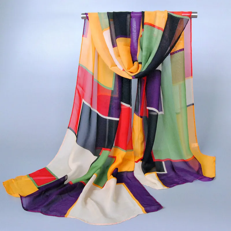 Fashion Women Chiffon Scarves Elegant geometry printed design scarf Big Cachecol Shawls Scarves 160*50cm
Fashion Women Chiffon Scarves Elegant geometry printed design scarf Big Cachecol Shawls Scarves 160*50cm