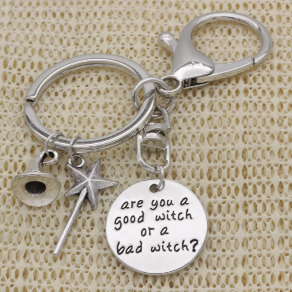 Magic hat and staff pendant Key Chain Inspirational Key Ring crystal are you a good witch or a bad witch Jewelry Key Holder K031
Magic hat and staff pendant Key Chain Inspirational Key Ring crystal are you a good witch or a bad witch Jewelry Key Holder K031