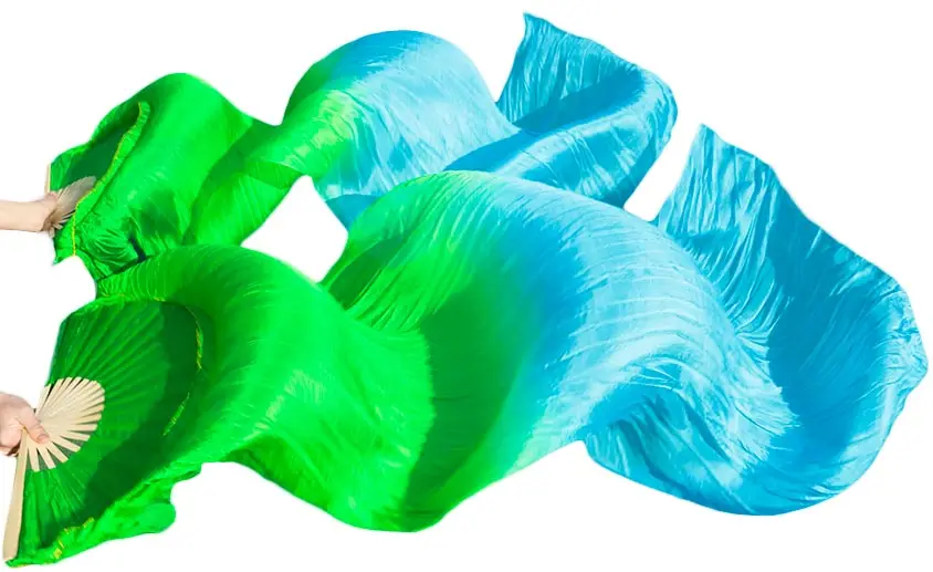 Newest 1 Pair Dance Fans Bamboo Ribs Natural Silk Stage Performance Props Dye Fans Women Belly Dance Silk Fans Green +turquoise
Newest 1 Pair Dance Fans Bamboo Ribs Natural Silk Stage Performance Props Dye Fans Women Belly Dance Silk Fans Green +turquoise
