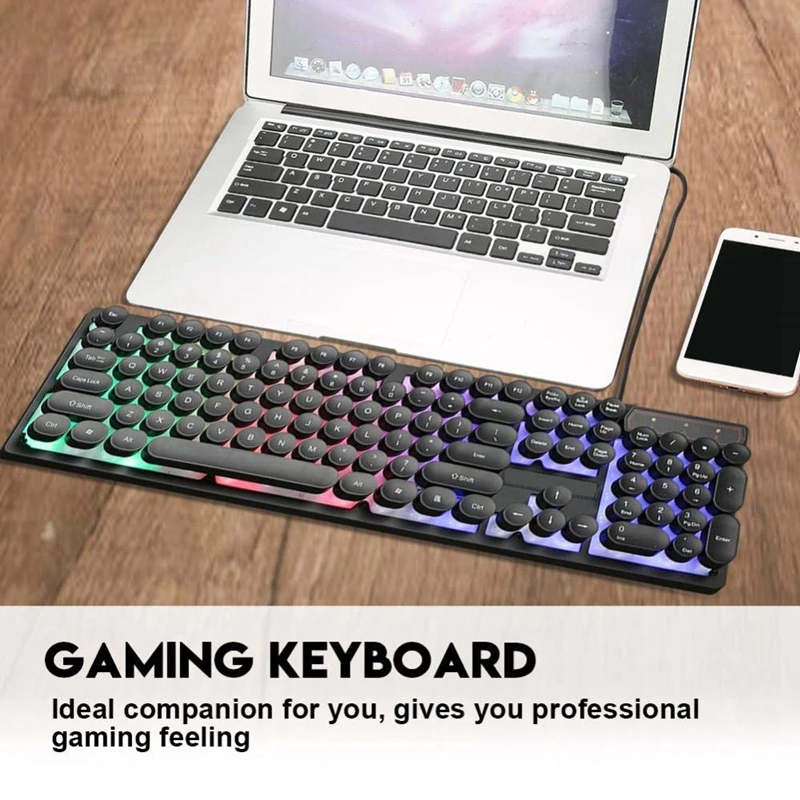 USB Wired Backlit Gaming Keyboard Entertainment Keyboard Gaming With Round Key Cap Multimedia Button 104 keys PC gamer Laptop
USB Wired Backlit Gaming Keyboard Entertainment Keyboard Gaming With Round Key Cap Multimedia Button 104 keys PC gamer Laptop