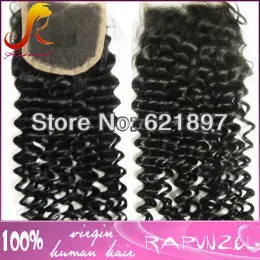 Deep curl Brazilian human silk top closure