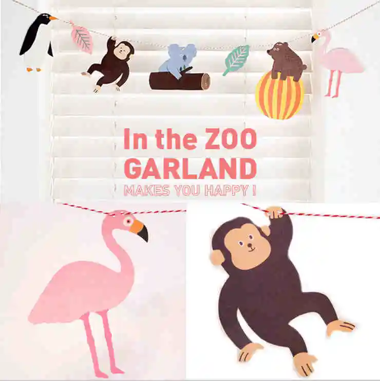 Bentoy Zoo Animal тропический дождь лес Бумажная гирлянда для вечерние корейские милые
