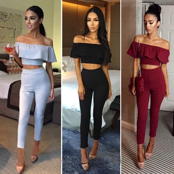 Wish Europe and America New Women's clothing sexy word collar fashion leisure two suits
Wish Europe and America New Women's clothing sexy word collar fashion leisure two suits