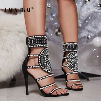 LALA IKAI Flock Crystal High Heels Sandals 11.5CM Women Zipper Glitter Cross Sandals Bling Chic Pump Woman Shoes 014C1153 -49
LALA IKAI Flock Crystal High Heels Sandals 11.5CM Women Zipper Glitter Cross Sandals Bling Chic Pump Woman Shoes 014C1153 -49